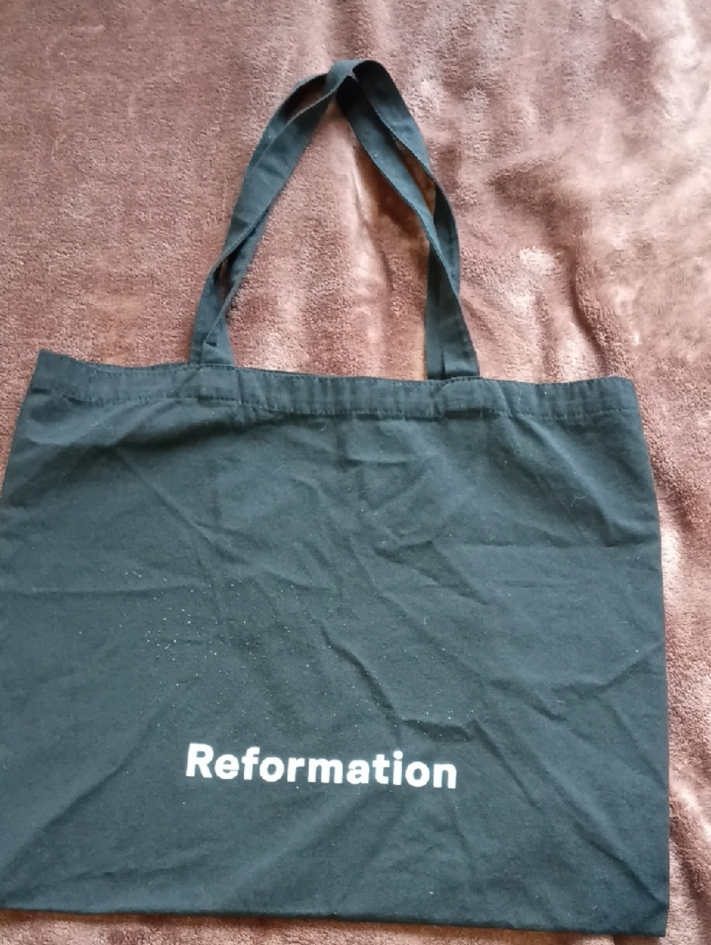 Reformation Black Canvas Tote with White Logo